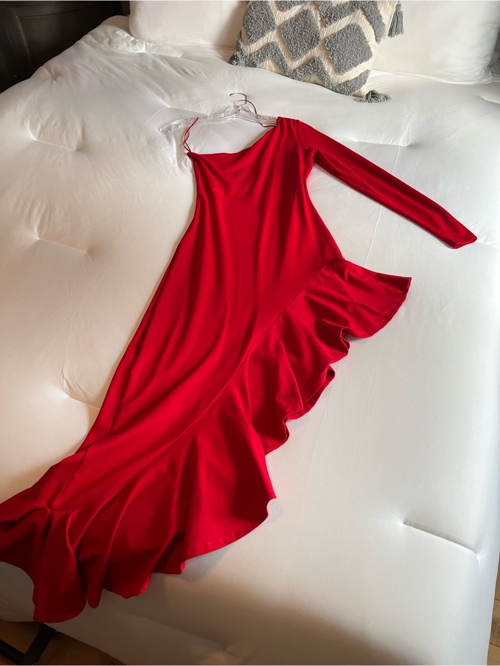 Susana Monaco Red One-Shoulder Ruffle Gown- Woman in RED!